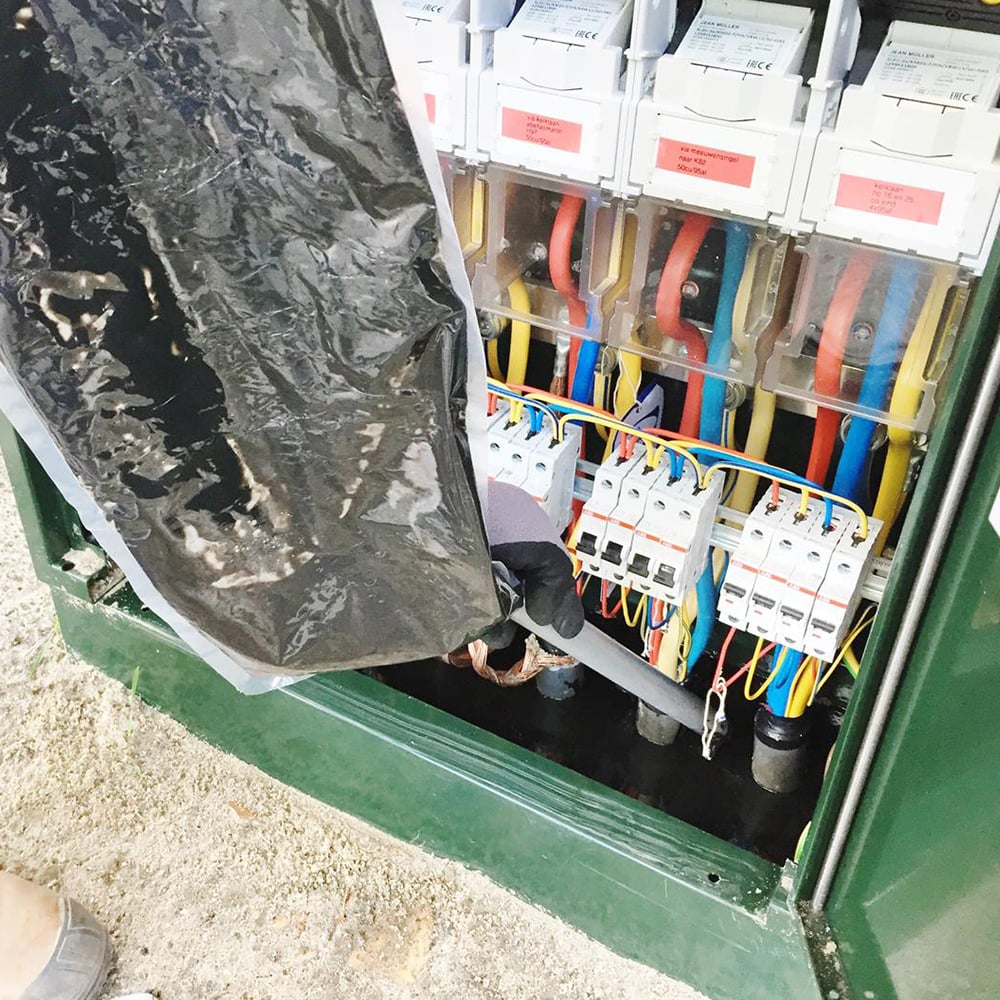 Cabinet base sealant Virgin Media spec