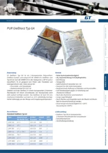 Technisch gegevensblad voor giethars type GA (DE)