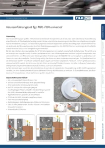 House Entry Set Type MD1-FTTH Universal Technical Data Sheet (DE)