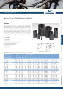 Stress-resistant End Sleeves for Plastic Cables Technical Data Sheet (DE)