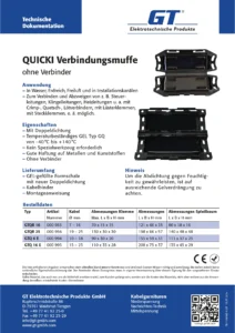 QUICKI-aansluiting &amp; aftakkingskoppeling type GTQA 25/16 Technisch gegevensblad (DE)