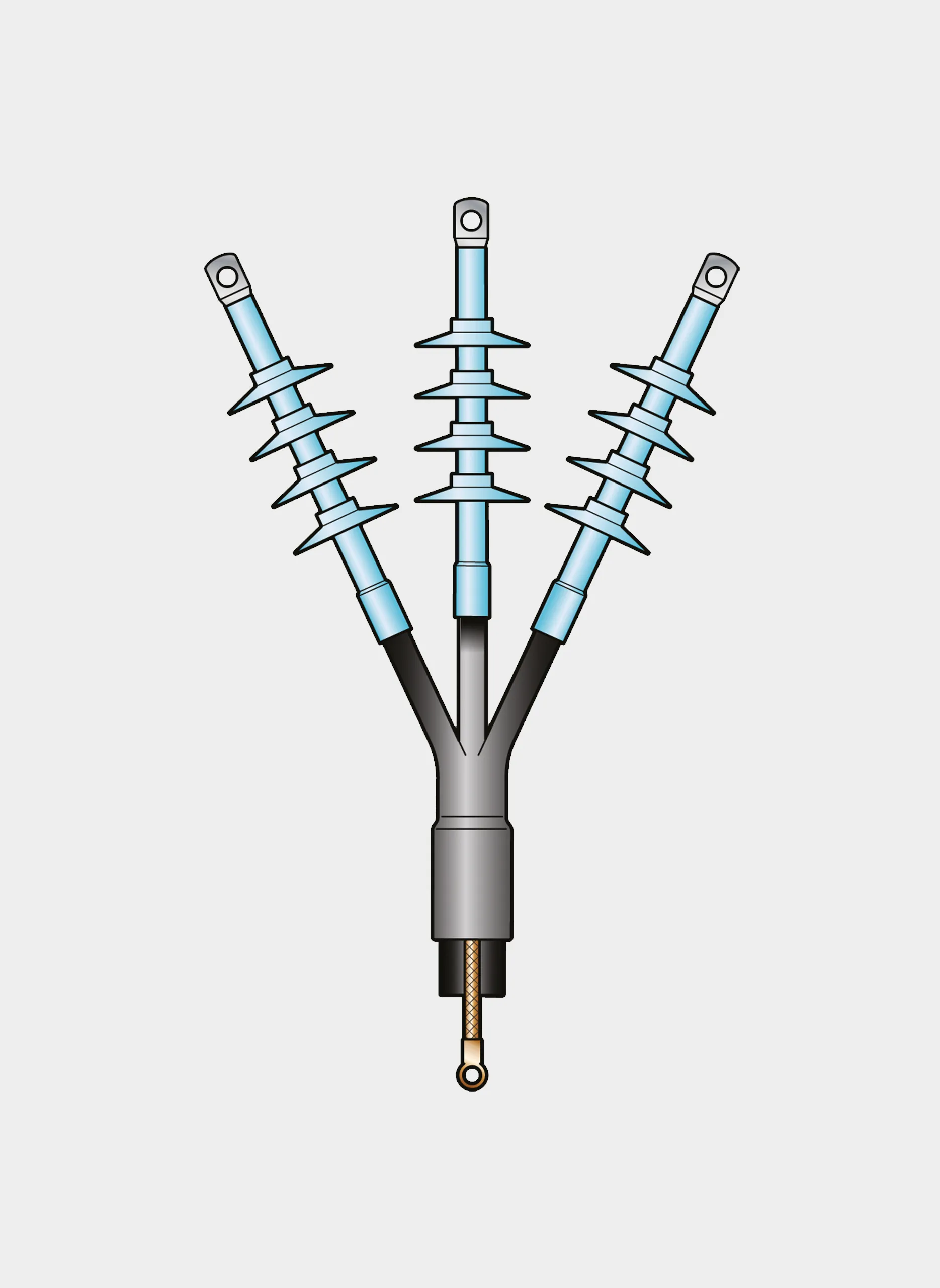 outdoor medium voltage heatshrink terminations three core drawing