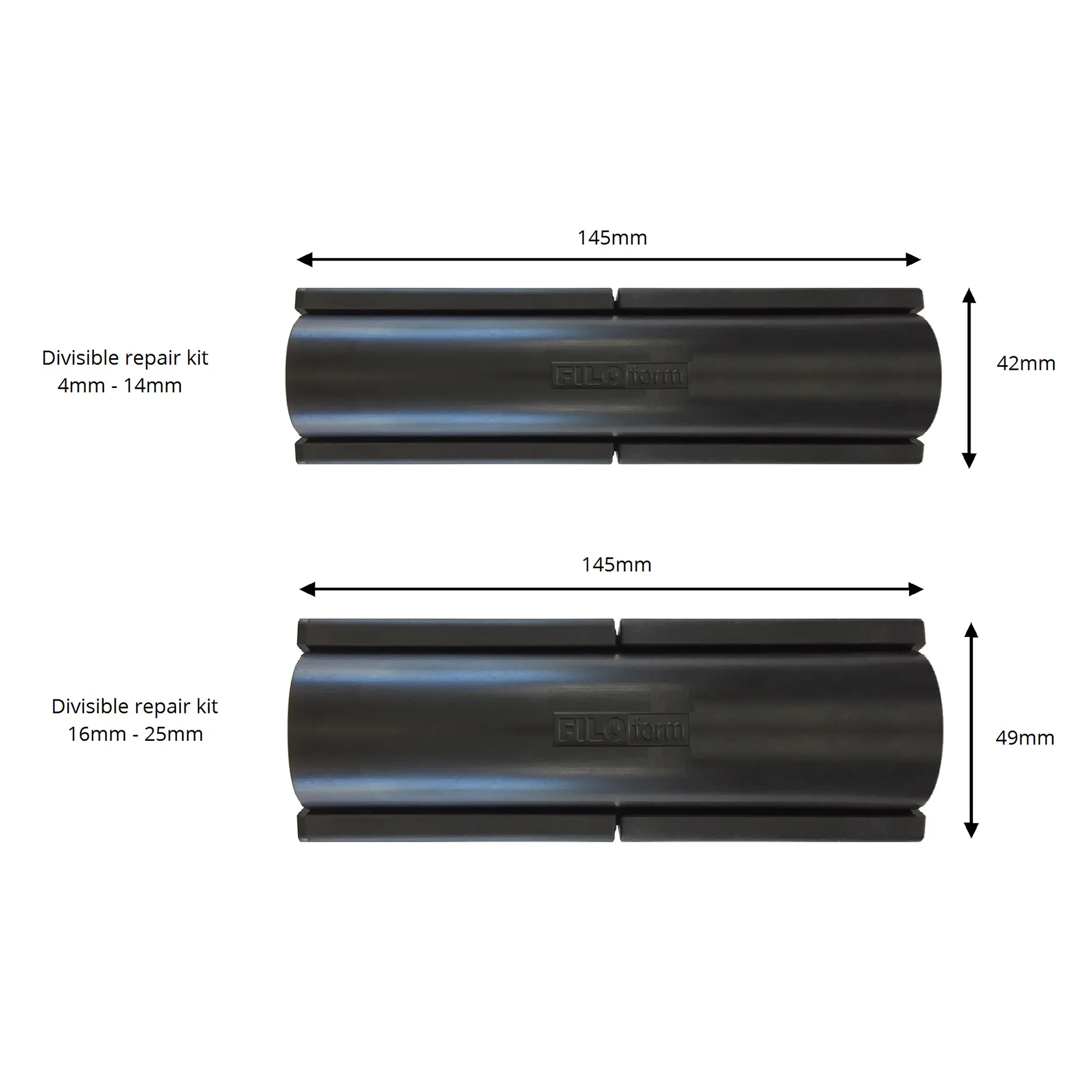 divisible duct repair kit size dimmensions