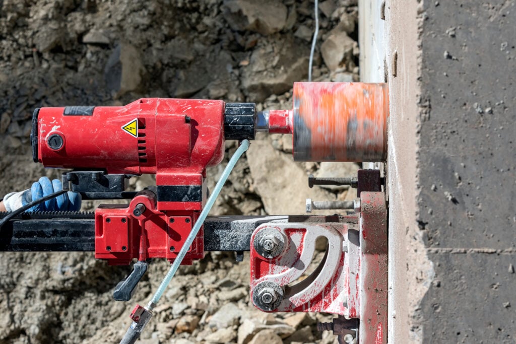 1 Core drilling into wall
