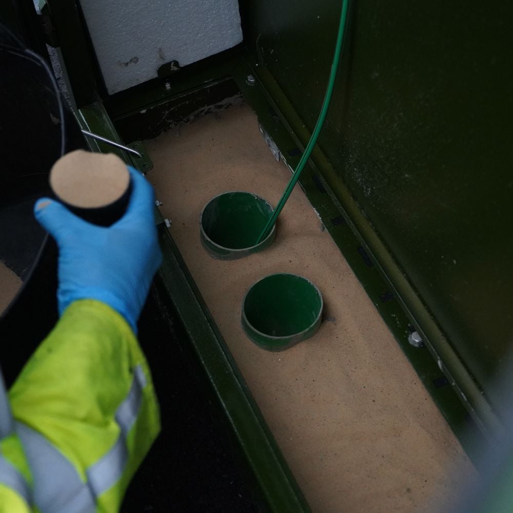 Cabinet base sealant installation process 1