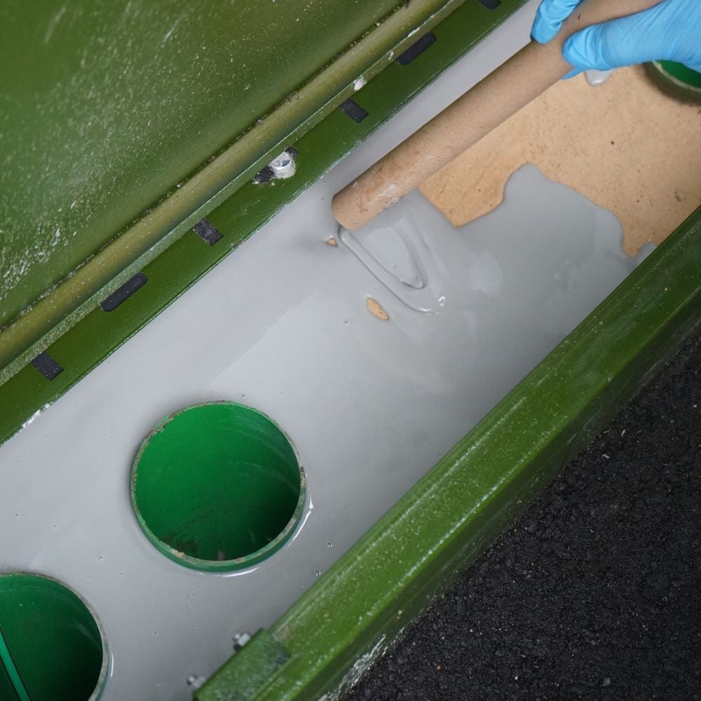 Cabinet base sealant installation process 4